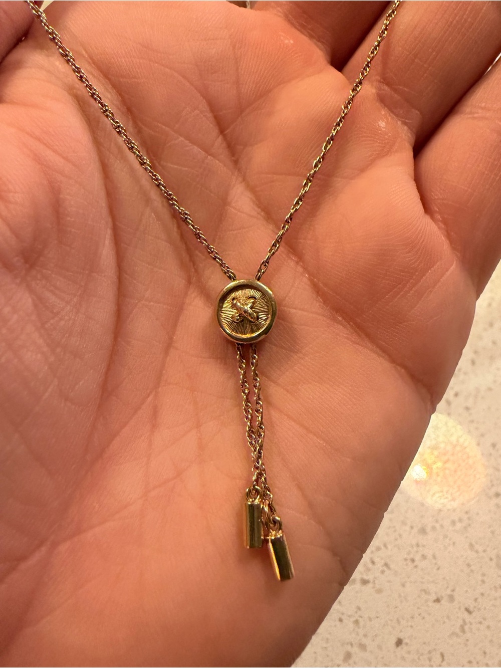 Hallmark Gold-Tone Lariat Necklace with Button Accent